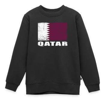 Katar Flagge Grunge Katar Fahne - Kinder Premium Organic Sweatshirt - Schwarz - Vorne - AI Model Kid Female (0cm)