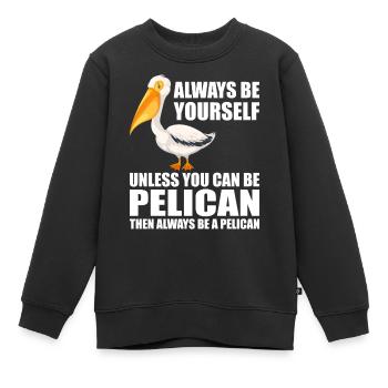 Pelikan Pelikane Vögel Wasservogel - Kinder Premium Organic Sweatshirt - Schwarz - Vorne - AI Model Kid Female (0cm)