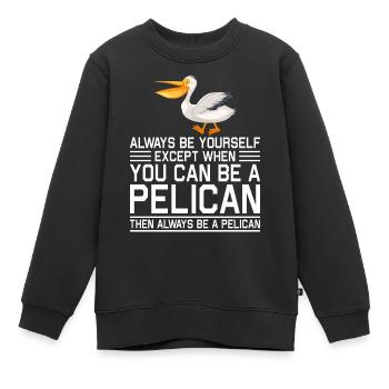 Pelikan Pelikane Vögel Wasservogel - Kinder Premium Organic Sweatshirt - Schwarz - Vorne - AI Model Kid Female (0cm)