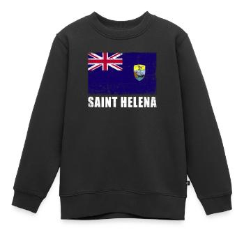Sankt Helena Flagge Grunge Sankt Helena Fahne - Kinder Premium Organic Sweatshirt - Schwarz - Vorne - AI Model Kid Female (0cm)