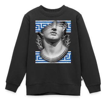 Griechenland, antike Skulptur, Mäandermuster - Kinder Premium Organic Sweatshirt - Schwarz - Vorne - AI Model Kid Female (0cm)