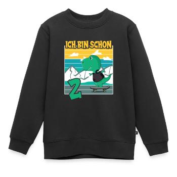 Dino Geburtstagsmotiv 2 Jahre Jungen Geschenkidee - Kinder Premium Organic Sweatshirt - Schwarz - Vorne - AI Model Kid Female (0cm)