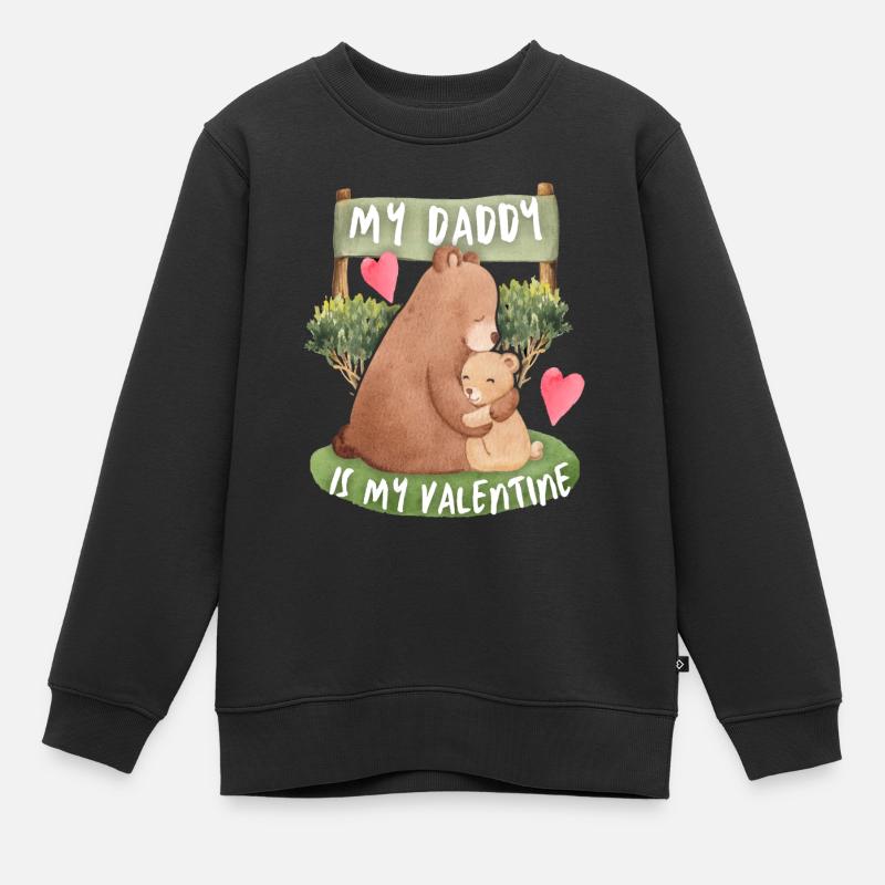 Papa-est-mon-Valentin, Bear Love Love - Sweat Premium enfant bio - noir