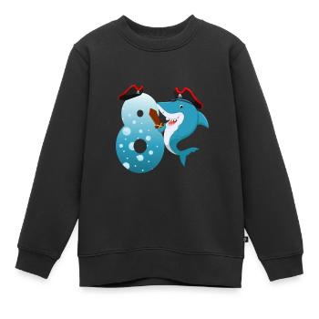 8ème fête d’anniversaire des enfants Shark - Sweat Premium enfant bio - noir - Devant - AI Model Kid Female (0cm)