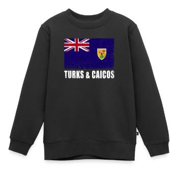 Turks And Caicos Islands Flag - Kids Premium Organic Sweatshirt - black - Front - AI Model Kid Female (0cm)