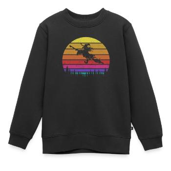Balai Flying Witch Air Drôle de sorcières d’Halloween - Sweat Premium enfant bio - noir - Devant - AI Model Kid Female (0cm)