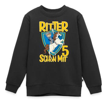 5 Jahre Jungen Ritter Geburtstagsmotiv Geschenk - Kinder Premium Organic Sweatshirt - Schwarz - Vorne - AI Model Kid Female (0cm)