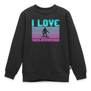 I love snowboarding - Kinder Premium Organic Sweatshirt - Schwarz - Vorne - AI Model Kid Female (0cm)