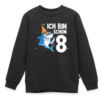 Ich bin schon 8. Kindergeburtstag Hai - Kinder Premium Organic Sweatshirt - Schwarz - Vorne - AI Model Kid Female (0cm)