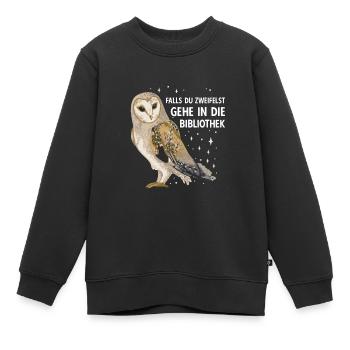 Magische Eule Vögel Schleiereule Bibliothek - Kinder Premium Organic Sweatshirt - Schwarz - Vorne - AI Model Kid Female (0cm)