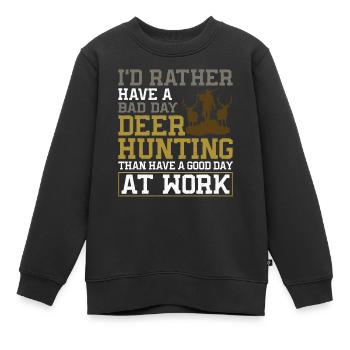 Chasseur de cerfs buck J’aurais - Sweat Premium enfant bio - noir - Devant - AI Model Kid Female (0cm)