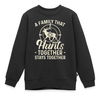 Famille de chasseurs de cerfs A - Sweat Premium enfant bio - noir - Devant - AI Model Kid Female (0cm)