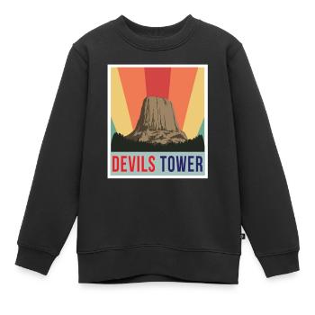 Wyoming Devils Tower National Monument Hiking Nature - Kids Premium Organic Sweatshirt - black - Front - AI Model Kid Female (0cm)