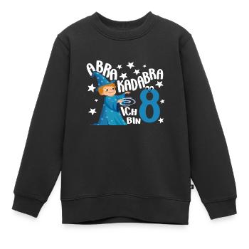 8 ans Garçon Cadeau Magicien Motif d’anniversaire - Sweat Premium enfant bio - noir - Devant - AI Model Kid Female (0cm)
