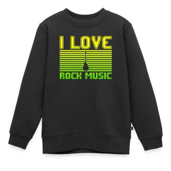 J’adore la musique rock - Sweat Premium enfant bio - noir - Devant - AI Model Kid Female (0cm)