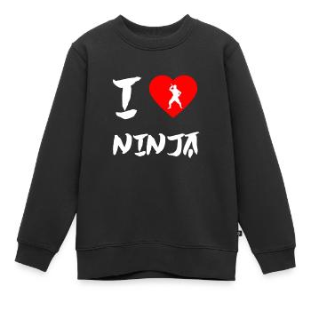 Ninja - Kinder Premium Organic Sweatshirt - Schwarz - Vorne - AI Model Kid Female (0cm)