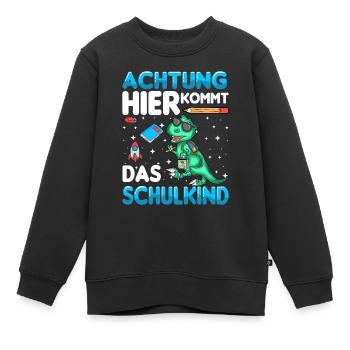 Achtung hier kommt das Schulkind - Kinder Premium Organic Sweatshirt - Schwarz - Vorne - AI Model Kid Female (0cm)