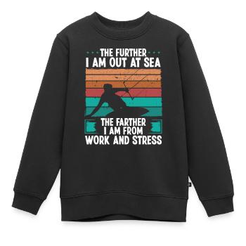 Kitesurfeur Plus loin à la mer Humour Kitebaorder - Sweat Premium enfant bio - noir - Devant - AI Model Kid Female (0cm)