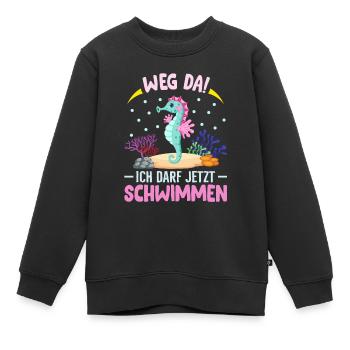 Seepferdchen Abzeichen Seepferdchen bestanden - Kinder Premium Organic Sweatshirt - Schwarz - Vorne - AI Model Kid Female (0cm)