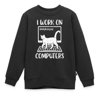 Chat Chat Chat Maman Je travaille sur des ordinateurs - Sweat Premium enfant bio - noir - Devant - AI Model Kid Female (0cm)