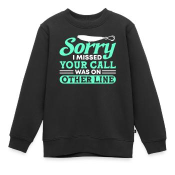 Pêche Pêche Pêcheur Pêche Canne à pêche - Sweat Premium enfant bio - noir - Devant - AI Model Kid Female (0cm)