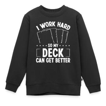 Trading Card Game Collector Work Hard Card - Kinder Premium Organic Sweatshirt - Schwarz - Vorne - AI Model Kid Female (0cm)