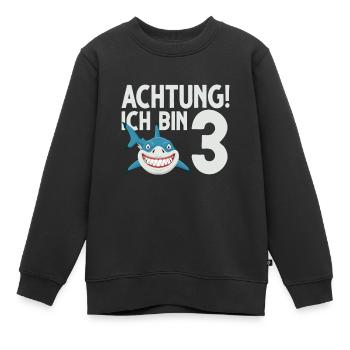 Achtung ich bin 3. Kindergeburtstag Hai - Kinder Premium Organic Sweatshirt - Schwarz - Vorne - AI Model Kid Female (0cm)