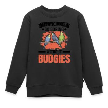 Cadeau perruche Welli Cockatiel - Sweat Premium enfant bio - noir - Devant - AI Model Kid Female (0cm)