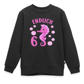 Seepferdchen Geburtstagshirt 6 Jahre Mädchen - Kinder Premium Organic Sweatshirt - Schwarz - Vorne - AI Model Kid Female (0cm)