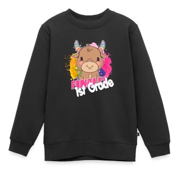 Finally 1st Grade, First Grader - Kids Premium Organic Sweatshirt - black - Front - AI Model Kid Female (0cm)