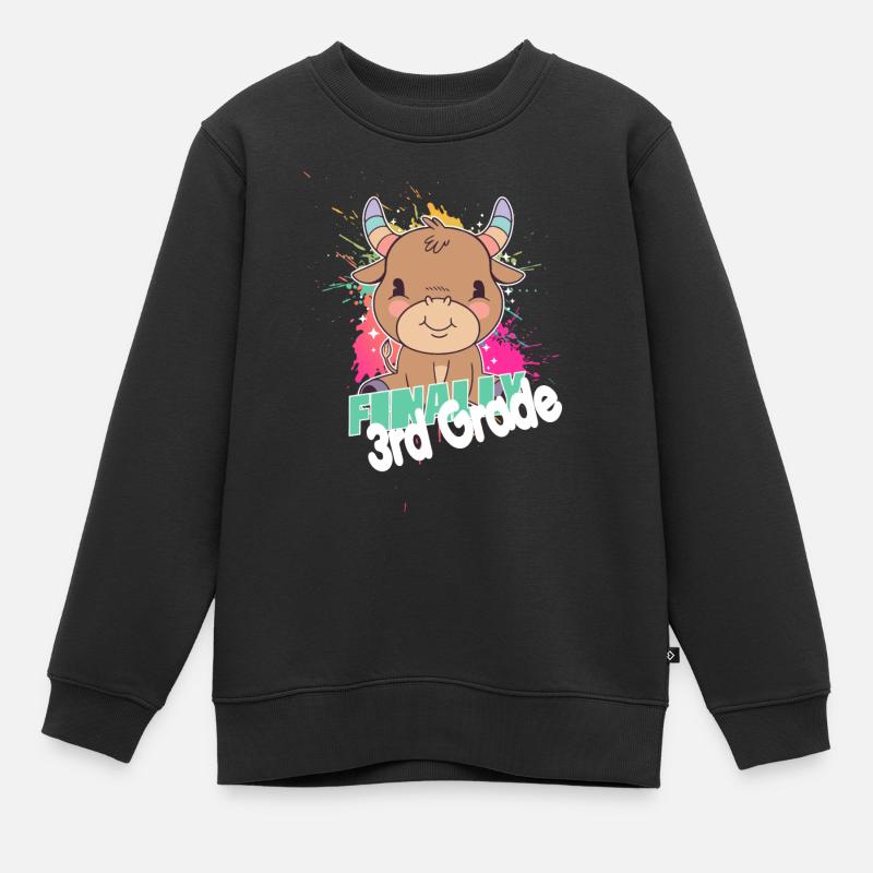 Finally 3rd Grade, Second Grader - Kids Premium Organic Sweatshirt - black