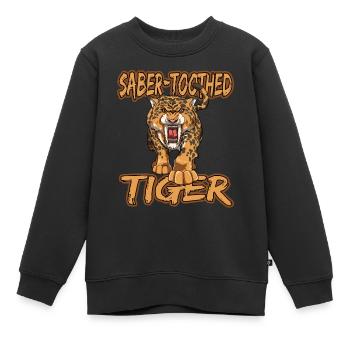 Säbelzahntiger Geschenke Raubkatze Steinzeit für - Kinder Premium Organic Sweatshirt - Schwarz - Vorne - AI Model Kid Female (0cm)