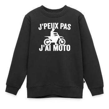 Je Peux Pas J'ai Moto Humour Cadeau Anniversaire - Sweat Premium enfant bio - noir - Devant - AI Model Kid Female (0cm)
