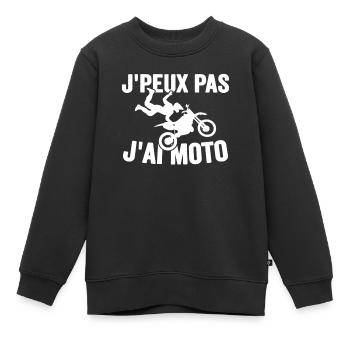 Je Peux Pas J'ai Moto Humour Cadeau Anniversaire - Sweat Premium enfant bio - noir - Devant - AI Model Kid Female (0cm)
