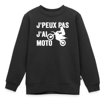 Je Peux Pas J'ai Moto Humour Cadeau Anniversaire - Sweat Premium enfant bio - noir - Devant - AI Model Kid Female (0cm)