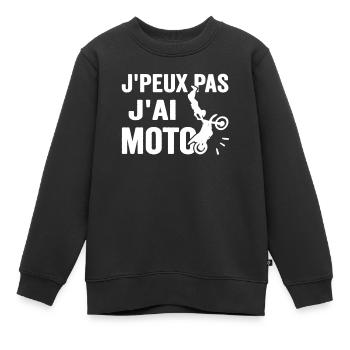 Je Peux Pas J'ai Moto Humour Cadeau Anniversaire - Sweat Premium enfant bio - noir - Devant - AI Model Kid Female (0cm)