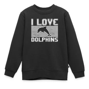 J’adore les dauphins - Sweat Premium enfant bio - noir - Devant - AI Model Kid Female (0cm)