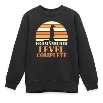 Erdmännchen Level Complete - Kinder Premium Organic Sweatshirt - Schwarz - Vorne - AI Model Kid Female (0cm)
