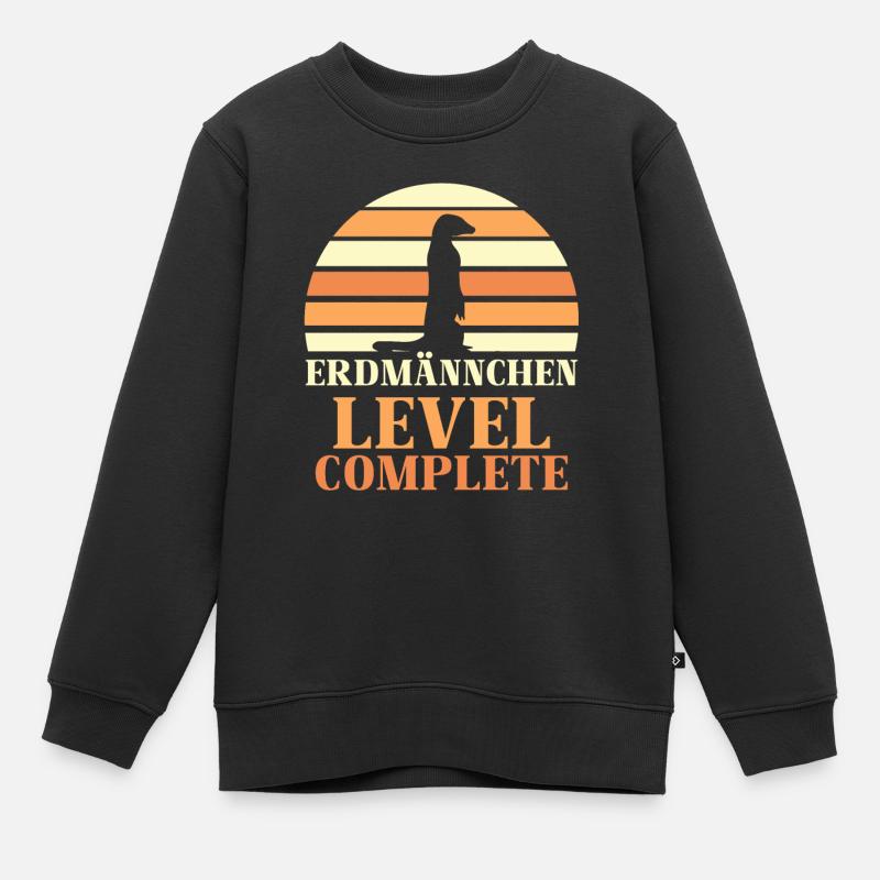 Erdmännchen Level Complete - Kinder Premium Organic Sweatshirt - Schwarz