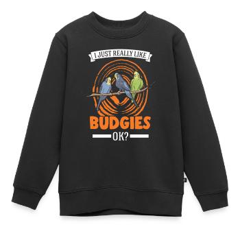 J’aime beaucoup les perruches perruches perruches perruches - Sweat Premium enfant bio - noir - Devant - AI Model Kid Female (0cm)