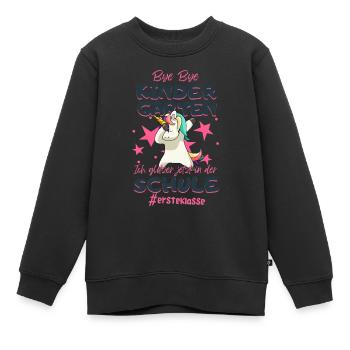 Bye Bye Kindergarten Einhorn Schulkind Einschulung - Kinder Premium Organic Sweatshirt - Schwarz - Vorne - AI Model Kid Female (0cm)