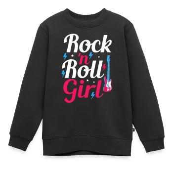 Rock N Roll Girl Retro 80s 90er Themenparty - Kinder Premium Organic Sweatshirt - Schwarz - Vorne - AI Model Kid Female (0cm)