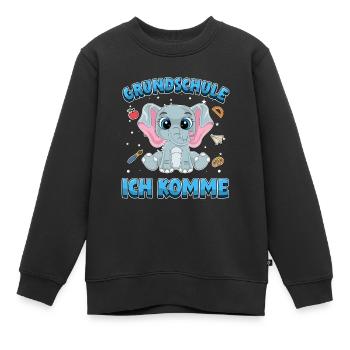 Grundschule ich komme Einschulung 1. Klasse - Kinder Premium Organic Sweatshirt - Schwarz - Vorne - AI Model Kid Female (0cm)