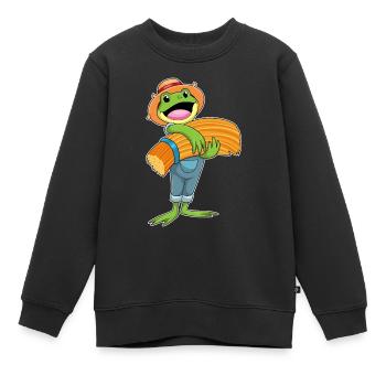 Frosch Landwirt Stroh Bauernhof - Kinder Premium Organic Sweatshirt - Schwarz - Vorne - AI Model Kid Female (0cm)