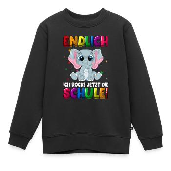 Endlich jetzt rocke ich die Schule Einschulung - Kinder Premium Organic Sweatshirt - Schwarz - Vorne - AI Model Kid Female (0cm)