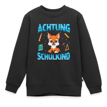 Achtung Schulkind Fuchs - Kinder Premium Organic Sweatshirt - Schwarz - Vorne - AI Model Kid Female (0cm)