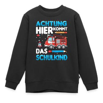 Achtung hier kommt das Schulkind - Kinder Premium Organic Sweatshirt - Schwarz - Vorne - AI Model Kid Female (0cm)