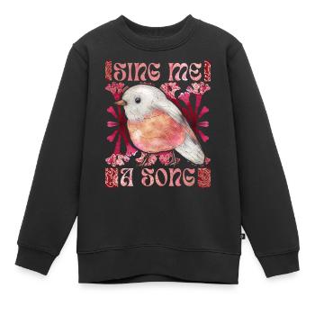Rotkehlchen, lustiger Spruch, Vogel, Gesang - Kinder Premium Organic Sweatshirt - Schwarz - Vorne - AI Model Kid Female (0cm)