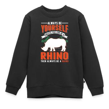 Rhinocéros Rhinocéros - Sweat Premium enfant bio - noir - Devant - AI Model Kid Female (0cm)