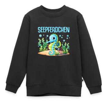 Seepferdchen Abzeichen Seepferdchen bestanden - Kinder Premium Organic Sweatshirt - Schwarz - Vorne - AI Model Kid Female (0cm)